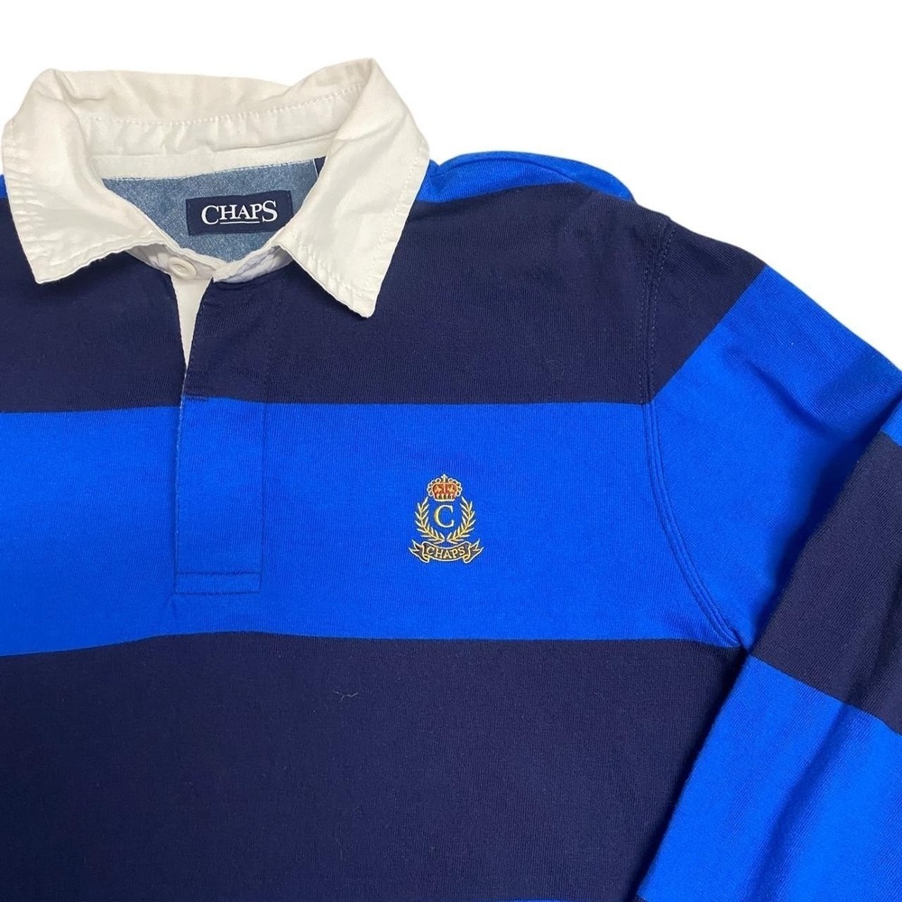Vintage Chaps Ralph Lauren Rugby Shirt Blue Striped